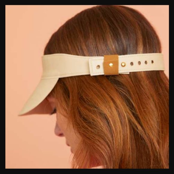 NWT Lack of Color Tan Beige Vegan Faux Leather Adjustable Visor Hat Cap $150.00 - Picture 7 of 12